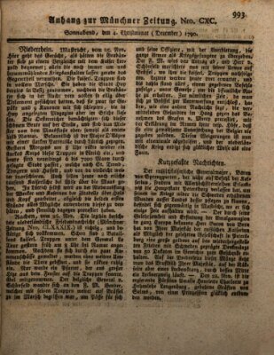 Kurfürstlich gnädigst privilegirte Münchner-Zeitung (Süddeutsche Presse) Samstag 4. Dezember 1790