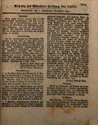 Kurfürstlich gnädigst privilegirte Münchner-Zeitung (Süddeutsche Presse) Samstag 11. Dezember 1790