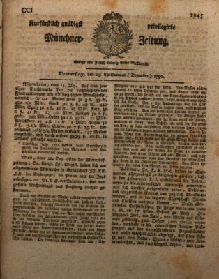 Kurfürstlich gnädigst privilegirte Münchner-Zeitung (Süddeutsche Presse) Donnerstag 23. Dezember 1790