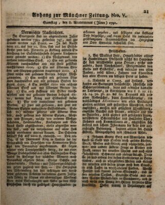 Kurfürstlich gnädigst privilegirte Münchner-Zeitung (Süddeutsche Presse) Samstag 8. Januar 1791