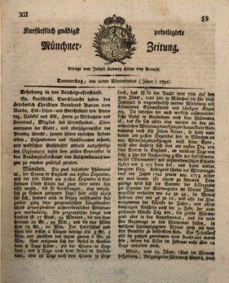 Kurfürstlich gnädigst privilegirte Münchner-Zeitung (Süddeutsche Presse) Donnerstag 20. Januar 1791