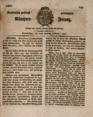 Kurfürstlich gnädigst privilegirte Münchner-Zeitung (Süddeutsche Presse) Donnerstag 10. Februar 1791