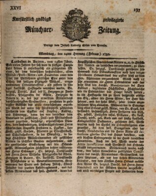 Kurfürstlich gnädigst privilegirte Münchner-Zeitung (Süddeutsche Presse) Montag 14. Februar 1791