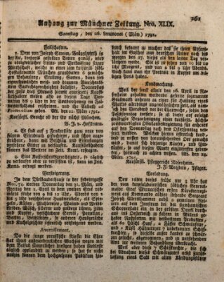 Kurfürstlich gnädigst privilegirte Münchner-Zeitung (Süddeutsche Presse) Samstag 26. März 1791