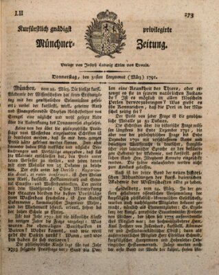 Kurfürstlich gnädigst privilegirte Münchner-Zeitung (Süddeutsche Presse) Donnerstag 31. März 1791