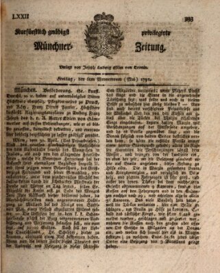 Kurfürstlich gnädigst privilegirte Münchner-Zeitung (Süddeutsche Presse) Freitag 6. Mai 1791