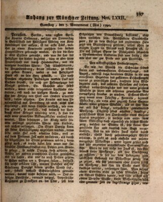 Kurfürstlich gnädigst privilegirte Münchner-Zeitung (Süddeutsche Presse) Samstag 7. Mai 1791