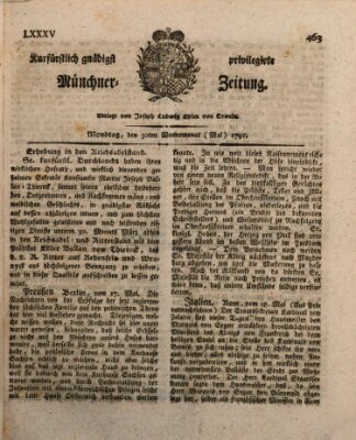 Kurfürstlich gnädigst privilegirte Münchner-Zeitung (Süddeutsche Presse) Montag 30. Mai 1791