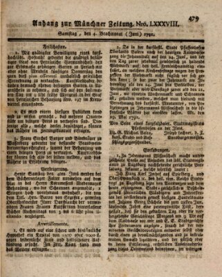 Kurfürstlich gnädigst privilegirte Münchner-Zeitung (Süddeutsche Presse) Samstag 4. Juni 1791