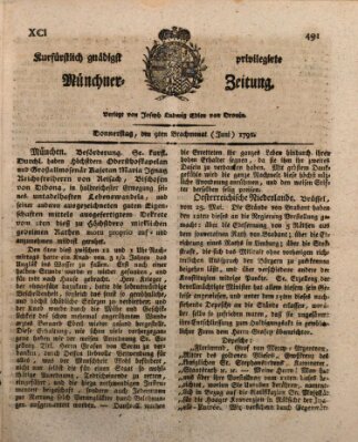 Kurfürstlich gnädigst privilegirte Münchner-Zeitung (Süddeutsche Presse) Donnerstag 9. Juni 1791