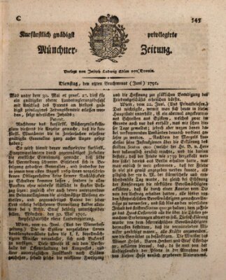 Kurfürstlich gnädigst privilegirte Münchner-Zeitung (Süddeutsche Presse) Dienstag 28. Juni 1791