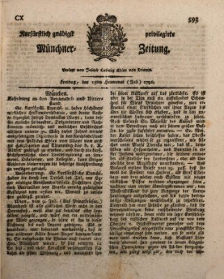 Kurfürstlich gnädigst privilegirte Münchner-Zeitung (Süddeutsche Presse) Freitag 15. Juli 1791