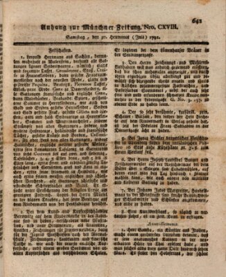 Kurfürstlich gnädigst privilegirte Münchner-Zeitung (Süddeutsche Presse) Samstag 30. Juli 1791