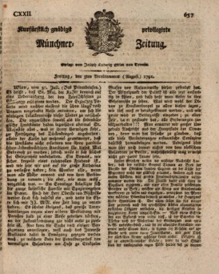 Kurfürstlich gnädigst privilegirte Münchner-Zeitung (Süddeutsche Presse) Freitag 5. August 1791