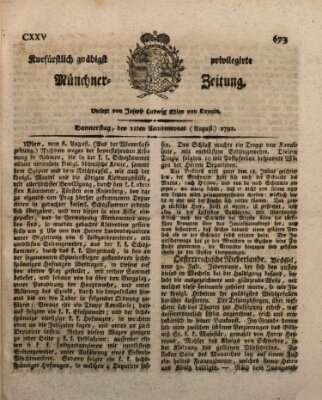 Kurfürstlich gnädigst privilegirte Münchner-Zeitung (Süddeutsche Presse) Donnerstag 11. August 1791