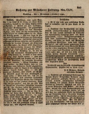 Kurfürstlich gnädigst privilegirte Münchner-Zeitung (Süddeutsche Presse) Samstag 1. Oktober 1791