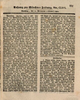 Kurfürstlich gnädigst privilegirte Münchner-Zeitung (Süddeutsche Presse) Samstag 22. Oktober 1791