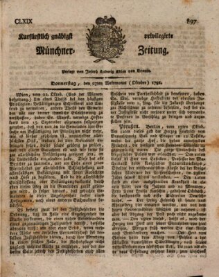 Kurfürstlich gnädigst privilegirte Münchner-Zeitung (Süddeutsche Presse) Donnerstag 27. Oktober 1791