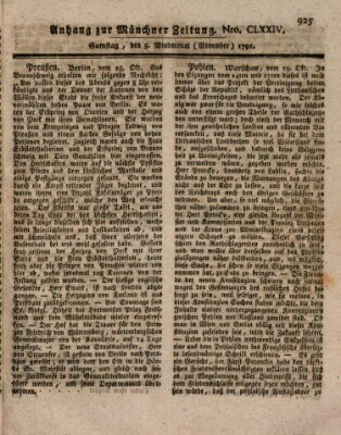 Kurfürstlich gnädigst privilegirte Münchner-Zeitung (Süddeutsche Presse) Samstag 5. November 1791