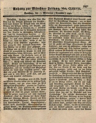 Kurfürstlich gnädigst privilegirte Münchner-Zeitung (Süddeutsche Presse) Samstag 12. November 1791