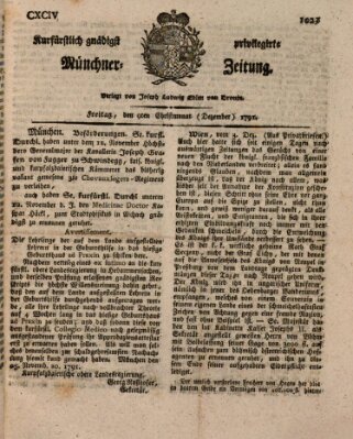 Kurfürstlich gnädigst privilegirte Münchner-Zeitung (Süddeutsche Presse) Freitag 9. Dezember 1791