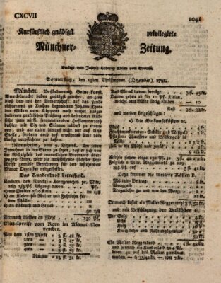 Kurfürstlich gnädigst privilegirte Münchner-Zeitung (Süddeutsche Presse) Donnerstag 15. Dezember 1791