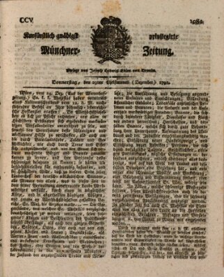 Kurfürstlich gnädigst privilegirte Münchner-Zeitung (Süddeutsche Presse) Donnerstag 29. Dezember 1791