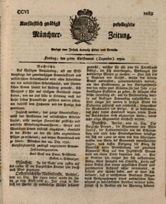 Kurfürstlich gnädigst privilegirte Münchner-Zeitung (Süddeutsche Presse) Freitag 30. Dezember 1791