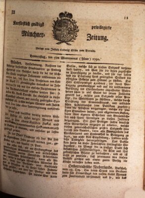 Kurfürstlich gnädigst privilegirte Münchner-Zeitung (Süddeutsche Presse) Donnerstag 5. Januar 1792