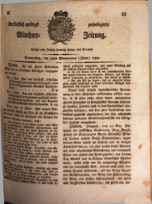 Kurfürstlich gnädigst privilegirte Münchner-Zeitung (Süddeutsche Presse) Donnerstag 19. Januar 1792