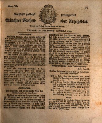 Kurfürstlich gnädigst privilegirte Münchner-Zeitung (Süddeutsche Presse) Mittwoch 8. Februar 1792