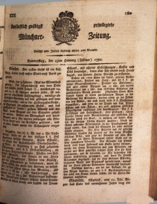 Kurfürstlich gnädigst privilegirte Münchner-Zeitung (Süddeutsche Presse) Donnerstag 23. Februar 1792