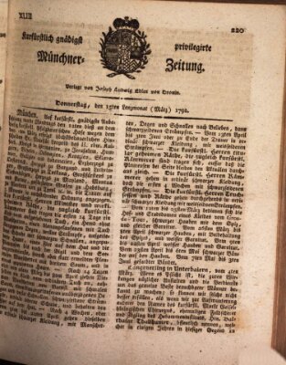 Kurfürstlich gnädigst privilegirte Münchner-Zeitung (Süddeutsche Presse) Donnerstag 15. März 1792