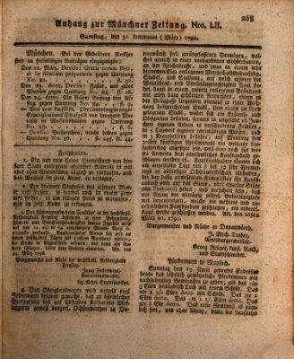 Kurfürstlich gnädigst privilegirte Münchner-Zeitung (Süddeutsche Presse) Samstag 31. März 1792