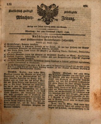 Kurfürstlich gnädigst privilegirte Münchner-Zeitung (Süddeutsche Presse) Montag 2. April 1792