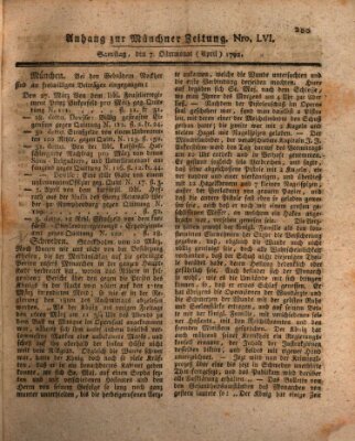 Kurfürstlich gnädigst privilegirte Münchner-Zeitung (Süddeutsche Presse) Samstag 7. April 1792