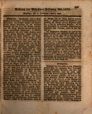 Kurfürstlich gnädigst privilegirte Münchner-Zeitung (Süddeutsche Presse) Samstag 28. April 1792