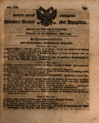 Kurfürstlich gnädigst privilegirte Münchner-Zeitung (Süddeutsche Presse) Mittwoch 9. Mai 1792