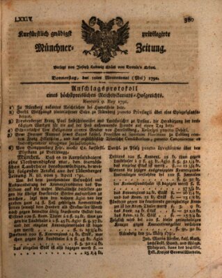 Kurfürstlich gnädigst privilegirte Münchner-Zeitung (Süddeutsche Presse) Donnerstag 10. Mai 1792