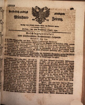 Kurfürstlich gnädigst privilegirte Münchner-Zeitung (Süddeutsche Presse) Freitag 8. Juni 1792