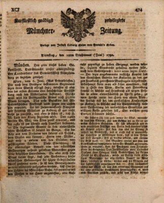 Kurfürstlich gnädigst privilegirte Münchner-Zeitung (Süddeutsche Presse) Dienstag 12. Juni 1792