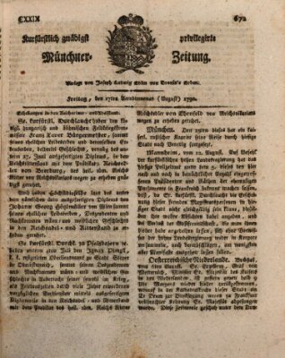 Kurfürstlich gnädigst privilegirte Münchner-Zeitung (Süddeutsche Presse) Freitag 17. August 1792
