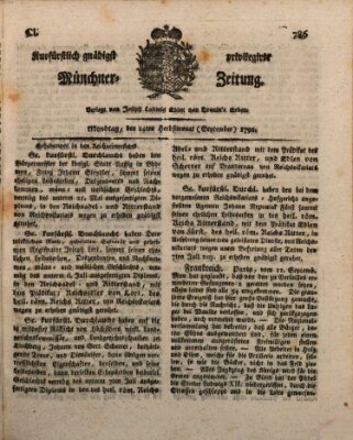 Kurfürstlich gnädigst privilegirte Münchner-Zeitung (Süddeutsche Presse) Montag 24. September 1792