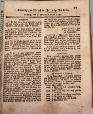 Kurfürstlich gnädigst privilegirte Münchner-Zeitung (Süddeutsche Presse) Samstag 29. September 1792