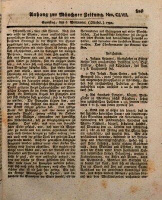 Kurfürstlich gnädigst privilegirte Münchner-Zeitung (Süddeutsche Presse) Samstag 6. Oktober 1792