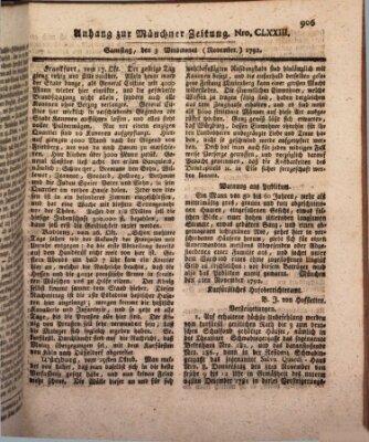 Kurfürstlich gnädigst privilegirte Münchner-Zeitung (Süddeutsche Presse) Samstag 3. November 1792