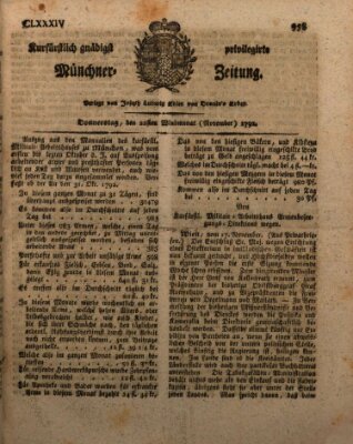 Kurfürstlich gnädigst privilegirte Münchner-Zeitung (Süddeutsche Presse) Donnerstag 22. November 1792