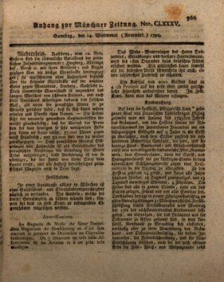 Kurfürstlich gnädigst privilegirte Münchner-Zeitung (Süddeutsche Presse) Samstag 24. November 1792