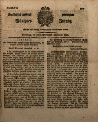 Kurfürstlich gnädigst privilegirte Münchner-Zeitung (Süddeutsche Presse) Montag 26. November 1792