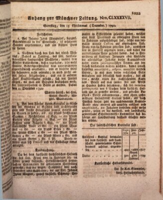 Kurfürstlich gnädigst privilegirte Münchner-Zeitung (Süddeutsche Presse) Samstag 15. Dezember 1792